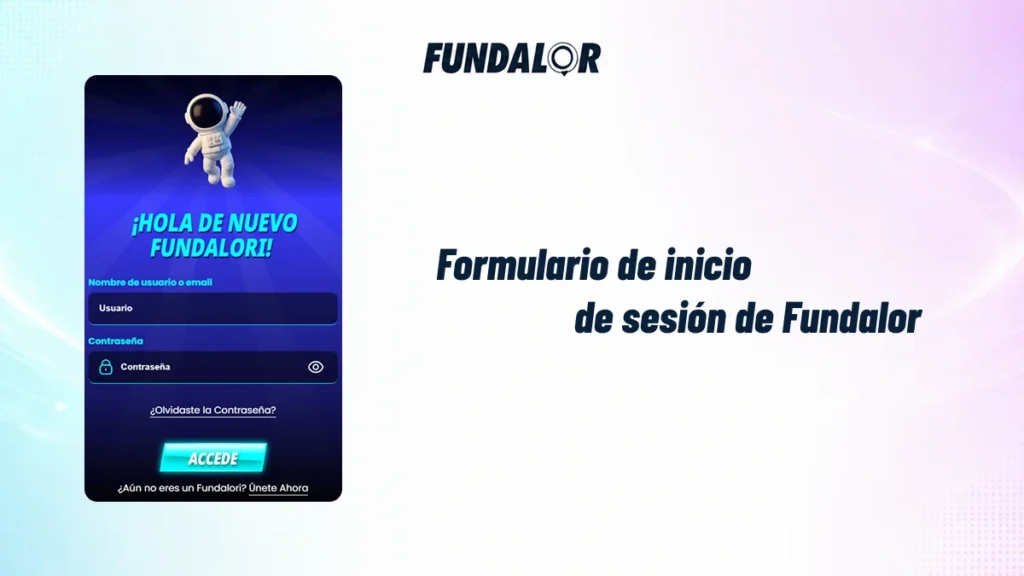 Formulario de inicio de sesión de Fundalor Casino para acceder a la cuenta de jugador
