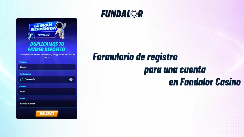 Formulario de registro para crear una cuenta en Fundalor Casino desde México