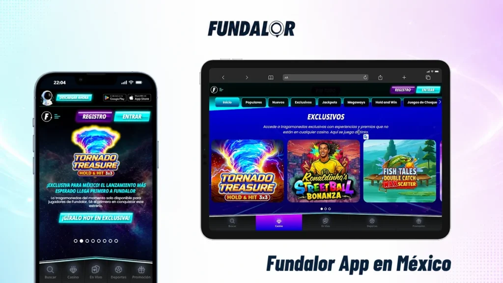 Vista de Fundalor App en México con casino online en móvil y tablet
