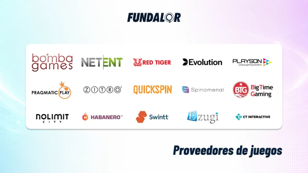 Proveedores de juegos disponibles en Fundalor Casino con estudios de tragamonedas y casino online